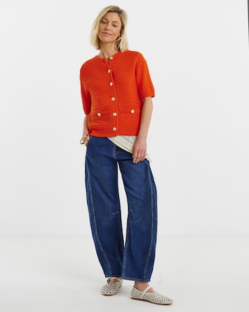 Stitch Detail Short Sleeve Cardigan