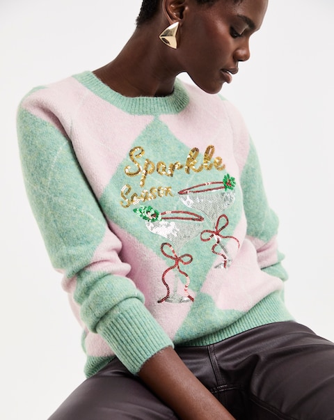 New In - Sparkle Season Argyle Jumper