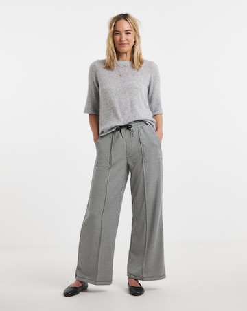 Houndstooth Stretch Ponte Pull On Wide Leg Trouser