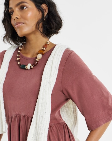 Simply Be Burgundy Acid Wash Waist Detail Midi Dress