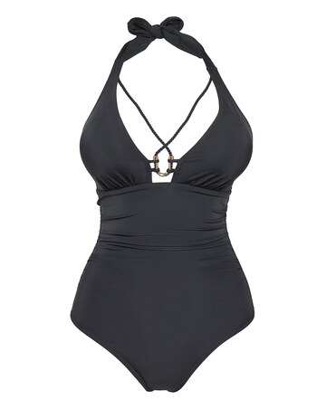 Halterneck Trim Detail Swimsuit