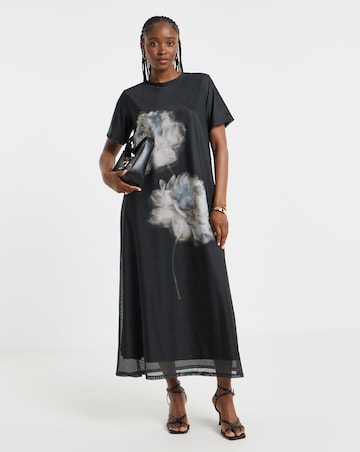 Flounce London Mesh Floral Midaxi Dress