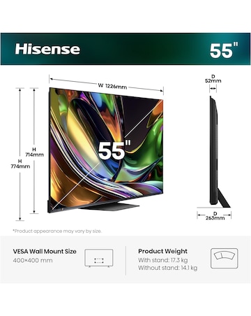 Hisense 55ER8STUK 55in RGB MiniLED 4K UHD Smart TV