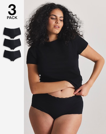 Pretty Secrets (3 Pack) Rib Microfibre Lace Trim Short Kncikers