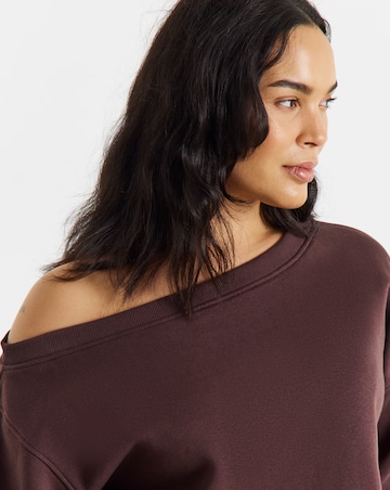Simply Be Chocolate Off The Shoulder Sweatshirt
