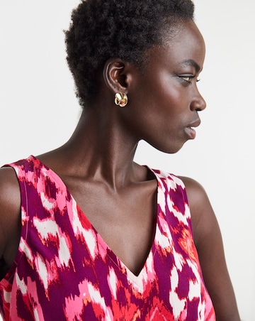 Printed V Neck Woven Vest