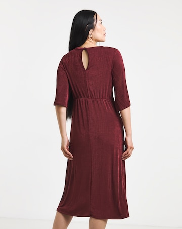 Slinky Twist Front Midi Dress