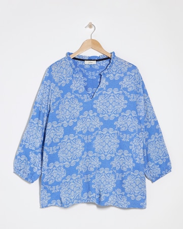 Julipa Blue Lightweight Burn Out Jersey Top