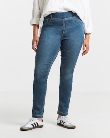 Mid Wash Stretch Slim Pull On Jeggings