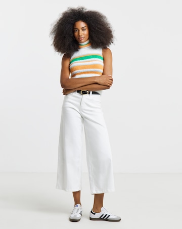 Native Youth Fluffy Roll Neck Stripe Vest