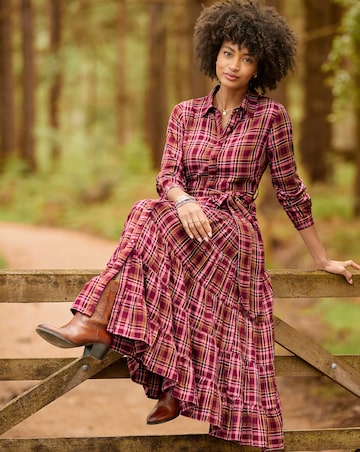 Joe Browns Willow Check Button Through Maxi Dress