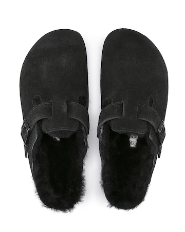 Birkenstock Boston Shearling Suede Leather Mules - Standard Fit