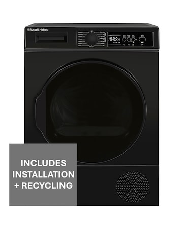 Russell Hobbs 12 Series RH8HPTD1E12B 8kg Heat Pump Tumble Dryer Black + Install