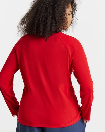 Simply Be Red Ribbed Lace Long Sleeve Henley Top