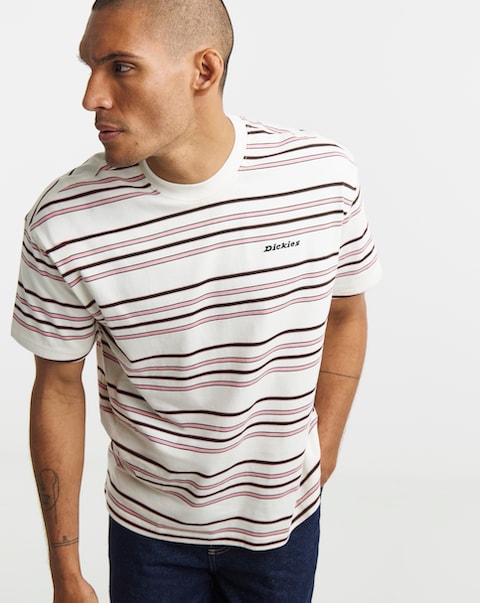 Dickies Short Sleeve East Liberty Stripe T-Shirt - Ecru
