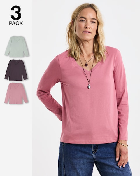 New In - 3 Pack V Neck LS