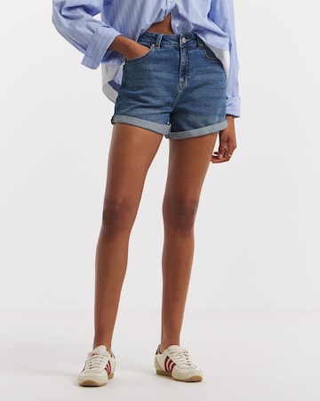 Simply Be 99/1 Mid Blue Comfort Stretch Denim Loose Mom Short
