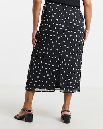 Simply Be Mono Spot Print Chiffon Maxi Skirt
