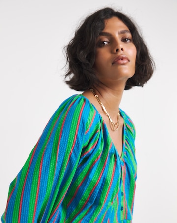 Multi Stripe Peplum Top
