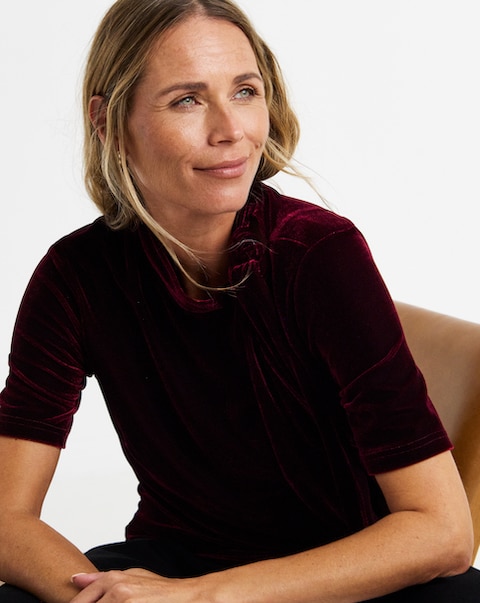 Velvet Tie Neck Top