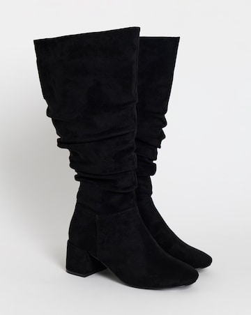 Rosie Heeled Knee High Slouch Boots - Extra Wide Fit (EEE) & Super Curvy Calf