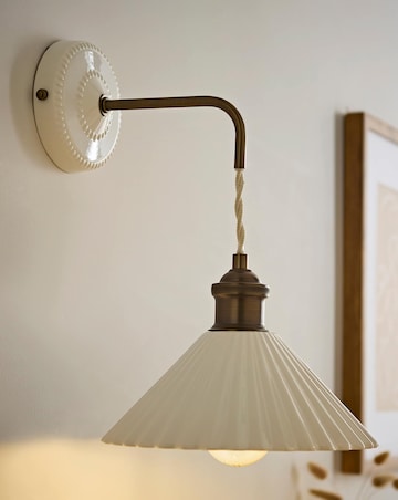 ValueLights Burford Ceramic Ribbed Adjustable Wall Light