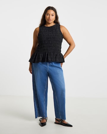 Simply Be Black Shirred Sleeveless Top