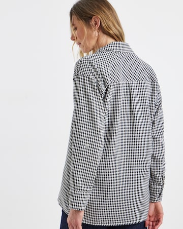Twill Houndstooth Long Sleeve Shacket