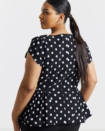 Simply Be Spot Print Peplum Seam Detail Stretch Top