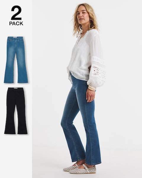 2 Pack Blue/Black Bootcut Jeggings