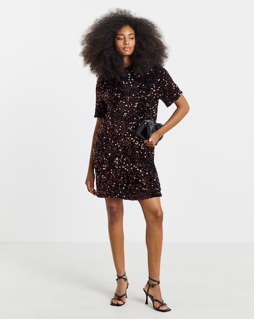 Twisted Wunder Velvet Sequin T-Shirt Mini Dress