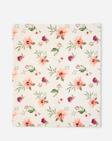 Floral Printed Luxe Faux Fur Throw