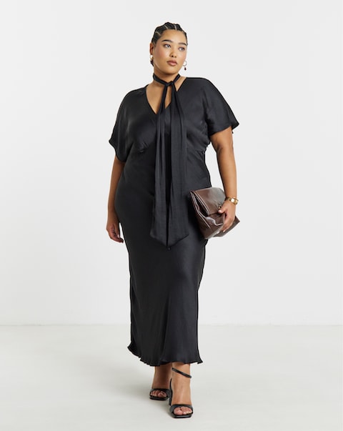 Simply Be Satin Scarf Detail Dress