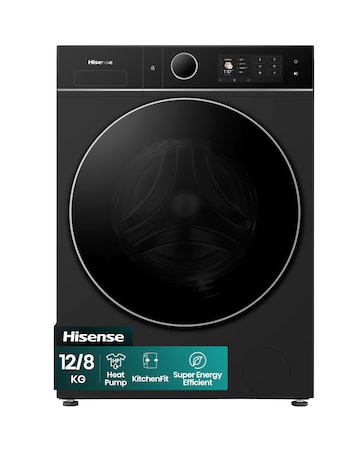 Hisense 5i 12kg / 8kg Heat Pump KitchenFit Washer Dryer Black