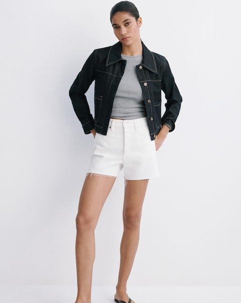 Mango Denim Shorts With Frayed Hem