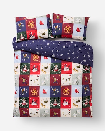 12 Days of Christmas Cotton Blend Reversible Duvet Cover Set
