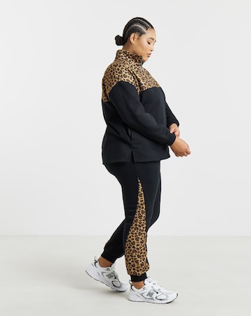 Simply Be Green Leopard Side Stripe Jogger