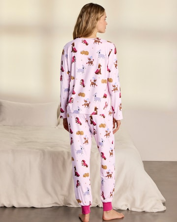 Chelsea Peers Classic Long Sleeve Crew Neck Dog Print Pyjama Set