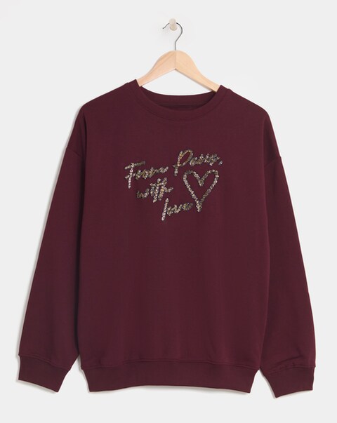Simply Be Burgundy From Paris With Love Graphic Sweatshirt