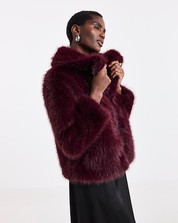 Burgundy Short Faux Fur Jacket