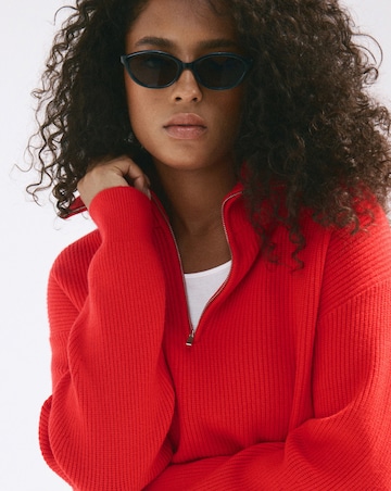 Mango Sweater with Contrasting Zip Collar
