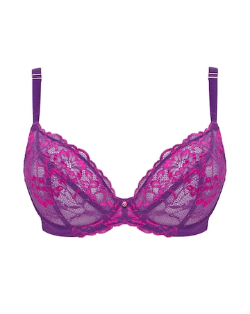 Ann Summers Sexy Lace Planet Two Tone Fuller Bust Non Pad Wired Bra Dark Purple