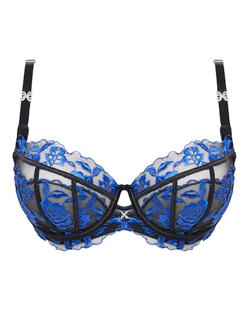 Ann Summers Endless Attraction Fuller Bust Wired Balcony Bra Black Blue