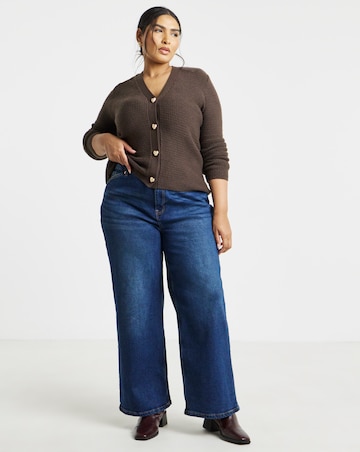 Textured Heart Button Cardigan