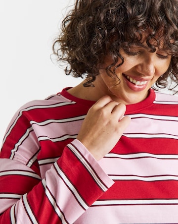Simply Be Pink And Burgundy Stripe Long Sleeve T-Shirt