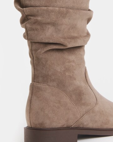 Pebble Knee High Ruched Boots - Wide Fit (E) & Curvy Calf