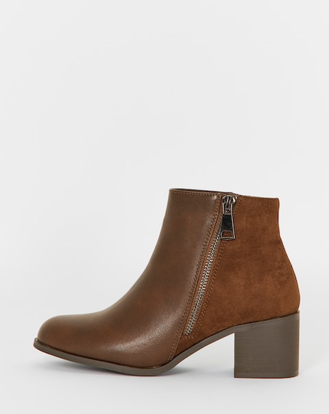 Cushion Walk Side Zip Heeled Shoe Boots - Wide Fit (E)