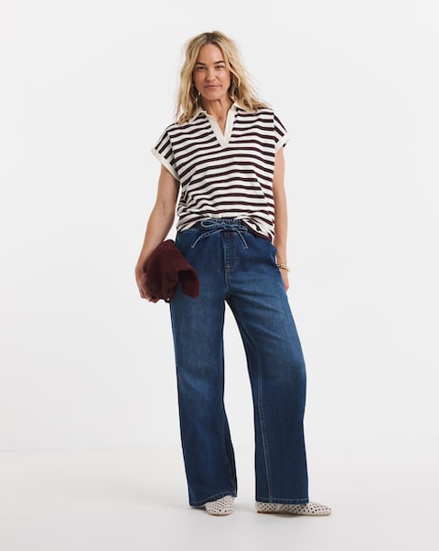Mid Blue Wide Leg Jogger Jeans