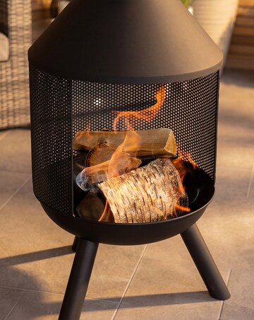 Charles Bentley Round Black Steel Chimenea