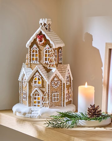Gisela Graham White Iced Light Up Gingerbread House
